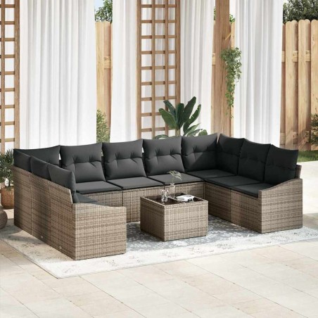 vidaXL Set da Pranzo da Giardino 9 Pezzi con Cuscini in Rattan Poliestere Nero