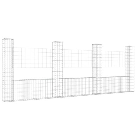 Cesto Gabbione a U con 4 Pali in Ferro 380x20x150 cm