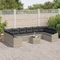 vidaXL Set da pranzo da giardino in 11 pezzi con cuscini in rattan grigio