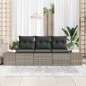 vidaXL Set da Giardino in 3 Pezzi con Cuscini Grigi in Polirattan vidaXL Set da Giardino in 3 Pezzi con Cuscini Grigi in Polirattan