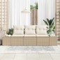 vidaXL Set di divano da giardino a 3 pezzi con cuscini beige in rattan vidaXL Set di divano da giardino a 3 pezzi con cuscini beige in rattan