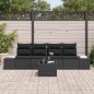 vidaXL Set divani da giardino 5 pezzi con cuscini in rattan sintetico nero. vidaXL Set divani da giardino 5 pezzi con cuscini in rattan sintetico nero.