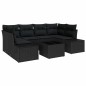 vidaXL Set divani da giardino 7 pezzi con cuscini neri in rattan sintetico vidaXL Set divani da giardino 7 pezzi con cuscini neri in rattan sintetico