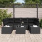 vidaXL Set divani da giardino 7 pezzi con cuscini neri in rattan sintetico vidaXL Set divani da giardino 7 pezzi con cuscini neri in rattan sintetico
