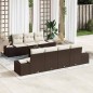 vidaXL Set da Giardino con divano marrone in rattan sintetico, 8 pezzi con cuscini. vidaXL Set da Giardino con divano marrone in rattan sintetico, 8 pezzi con cuscini.