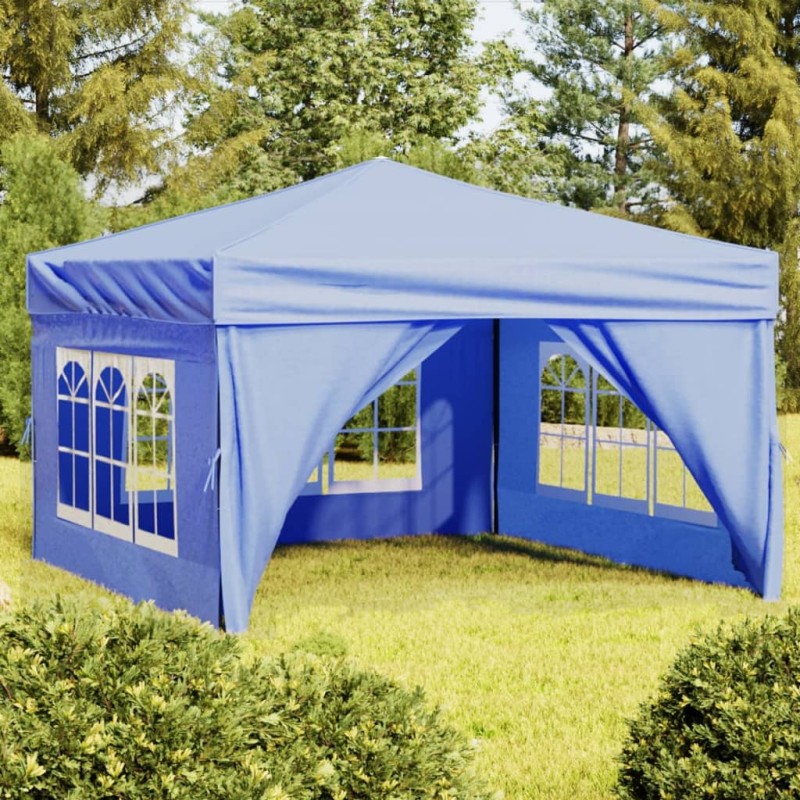 vidaXL Tenda per Feste Pieghevole con Pareti Laterali Blu 3x3 m vidaXL Tenda per Feste Pieghevole con Pareti Laterali Blu 3x3 m