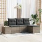 vidaXL Set Divano da Giardino 4 Pezzi con Cuscini Grigio in Rattan Sintetico vidaXL Set Divano da Giardino 4 Pezzi con Cuscini Grigio in Rattan Sintetico