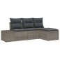 vidaXL Set Divano da Giardino 4 Pezzi con Cuscini Grigio in Rattan Sintetico vidaXL Set Divano da Giardino 4 Pezzi con Cuscini Grigio in Rattan Sintetico