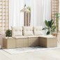 vidaXL Set di divano da giardino in 4 pezzi con cuscini beige in polirattan vidaXL Set di divano da giardino in 4 pezzi con cuscini beige in polirattan