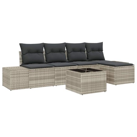 vidaXL Set Divano da Giardino 6 Pezzi con Cuscini in Rattan Sintetico Grigio