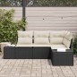 vidaXL Set da giardino di 4 pezzi con cuscini neri in rattan vidaXL Set da giardino di 4 pezzi con cuscini neri in rattan