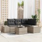 vidaXL Set di divano da giardino in 5 pezzi con cuscini in rattan sintetico grigio vidaXL Set di divano da giardino in 5 pezzi con cuscini in rattan sintetico grigio