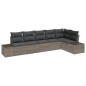 vidaXL Set da giardino in polirattan con 6 pezzi e cuscini grigi vidaXL Set da giardino in polirattan con 6 pezzi e cuscini grigi