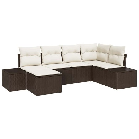 vidaXL Set divano da giardino da 6 pezzi con cuscini marroni in polyrattan