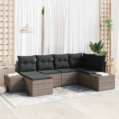 vidaXL Set da giardino vitaXL 6 pezzi con cuscini grigi in rattan poliestere