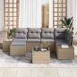 vidaXL Set da giardino di 7 pezzi con cuscini neri in poli rattan. vidaXL Set da giardino di 7 pezzi con cuscini neri in poli rattan.