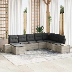 vidaXL Set da giardino di 8 pezzi con cuscini in rattan poliestere grigi