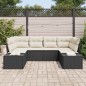 vidaXL Set di divani da giardino a 6 pezzi con cuscini neri in polirattan vidaXL Set di divani da giardino a 6 pezzi con cuscini neri in polirattan