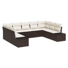 vidaXL Set di divani da giardino , 9 pezzi, con cuscini marroni in rattan sintetico