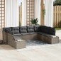 vidaXL Set giardino 9 pezzi con cuscini grigi in rattan sintetico vidaXL Set giardino 9 pezzi con cuscini grigi in rattan sintetico