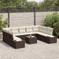 vidaXL Set di divani da giardino in rattan sintetico, 9 pezzi con cuscini grigi.
