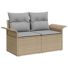 vidaXL Set di divani da giardino 5 pezzi , cuscini beige in rattan sintetico e acacia.