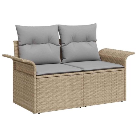 vidaXL Set di divani da giardino 5 pezzi , cuscini beige in rattan sintetico e acacia.