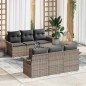 vidaXL Set da giardino di 7 pezzi con cuscini grigi in polirattan e legno di acacia vidaXL Set da giardino di 7 pezzi con cuscini grigi in polirattan e legno di acacia