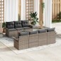 vidaXL Set da giardino 8 pezzi con cuscini in rattan grigio e legno di acacia. vidaXL Set da giardino 8 pezzi con cuscini in rattan grigio e legno di acacia.