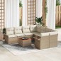 Set di divani da giardino 9 pezzi con cuscini Beige Polyrattan Acacia Set di divani da giardino 9 pezzi con cuscini Beige Polyrattan Acacia