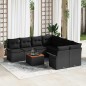 Divani Giardino con Cuscini vidaXL 9 Pezzi Nero Polyrattan Acacia Divani Giardino con Cuscini vidaXL 9 Pezzi Nero Polyrattan Acacia