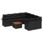 Divani Giardino con Cuscini vidaXL 9 Pezzi Nero Polyrattan Acacia Divani Giardino con Cuscini vidaXL 9 Pezzi Nero Polyrattan Acacia