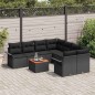 Divani Giardino con Cuscini vidaXL 9 Pezzi Nero Polyrattan Acacia Divani Giardino con Cuscini vidaXL 9 Pezzi Nero Polyrattan Acacia