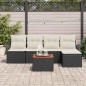 vidaXL Set giardino 6 pezzi con cuscini, rattan nero, legno di acacia. vidaXL Set giardino 6 pezzi con cuscini, rattan nero, legno di acacia.