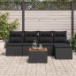 vidaXL Set di divani da giardino da 6 pezzi con cuscini in rattan nero e legno di acacia vidaXL Set di divani da giardino da 6 pezzi con cuscini in rattan nero e legno di acacia