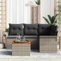 vidaXL Set di divani da giardino 5 pezzi con cuscini grigi in rattan polyacrilico e legno di acacia vidaXL Set di divani da giardino 5 pezzi con cuscini grigi in rattan polyacrilico e legno di acacia