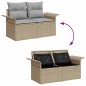 vidaXL Set di divani da giardino a 5 pezzi con cuscini in rattan polietileno beige e legno di acacia vidaXL Set di divani da giardino a 5 pezzi con cuscini in rattan polietileno beige e legno di acacia