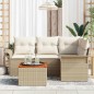 vidaXL Set Giardino 5 Pezzi con Cuscini Beige in Rattan Sintetico e Acacia vidaXL Set Giardino 5 Pezzi con Cuscini Beige in Rattan Sintetico e Acacia
