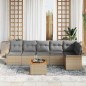 vidaXL Set di divani da giardino a 7 pezzi con cuscini beige in polyrattan e legno di acacia. vidaXL Set di divani da giardino a 7 pezzi con cuscini beige in polyrattan e legno di acacia.