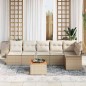 vidaXL Set da Giardino in 7 Pezzi con Cuscini in Rattan Polietilene Beige e Acacia. vidaXL Set da Giardino in 7 Pezzi con Cuscini in Rattan Polietilene Beige e Acacia.