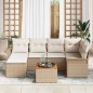 vidaXL Set divani da giardino 7 pezzi con cuscini beige in rattan sintetico e legno di acacia vidaXL Set divani da giardino 7 pezzi con cuscini beige in rattan sintetico e legno di acacia