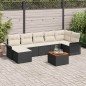 vidaXL Set di divani da giardino da 8 pezzi con cuscini in polyrattan nero e legno di acacia vidaXL Set di divani da giardino da 8 pezzi con cuscini in polyrattan nero e legno di acacia