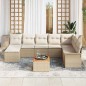 vidaXL Set di divani da giardino 9 pezzi con cuscini beige in poly rattan e legno di acacia vidaXL Set di divani da giardino 9 pezzi con cuscini beige in poly rattan e legno di acacia