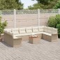 Set di divani da giardino vidaXL 11 pezzi con cuscini Beige Polirattan Acacia Set di divani da giardino vidaXL 11 pezzi con cuscini Beige Polirattan Acacia