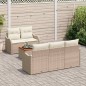 vidaXL Set Divano da Giardino 6 Pezzi con Cuscini Beige in Polyrattan e legno d’Acacia vidaXL Set Divano da Giardino 6 Pezzi con Cuscini Beige in Polyrattan e legno d’Acacia