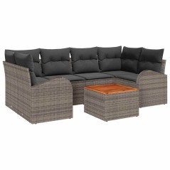 vidaXL Set di divani da giardino 7 pcs Grigio Divano a cinque posti