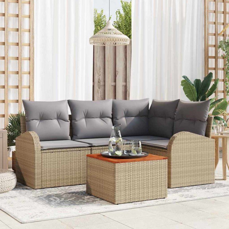 vidaXL Set di divani da giardino 5 pcs Beige, grigio chiaro Medio vidaXL Set di divani da giardino 5 pcs Beige, grigio chiaro Medio