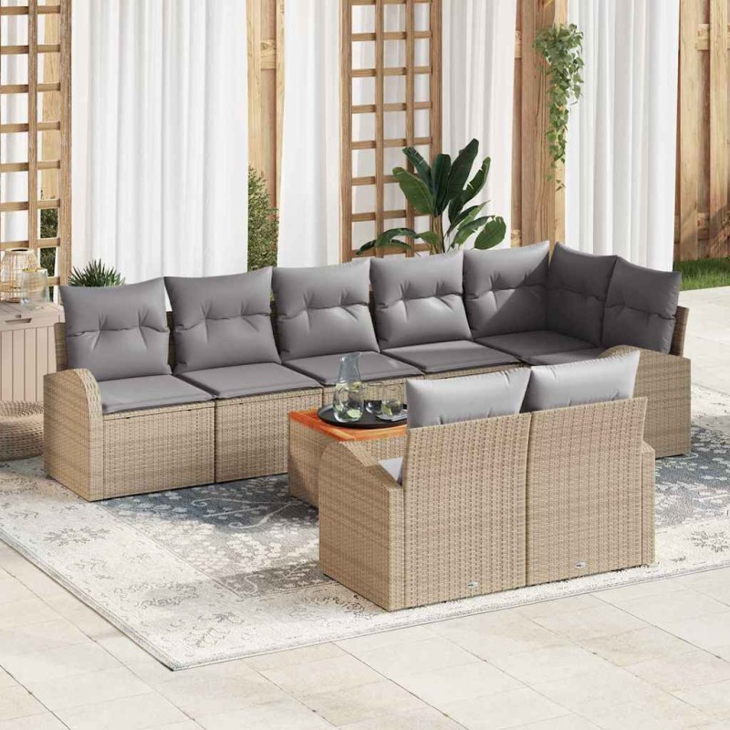 vidaXL Set Divano Giardino 9 pcs Beige, grigio chiaro Grande vidaXL Set Divano Giardino 9 pcs Beige, grigio chiaro Grande