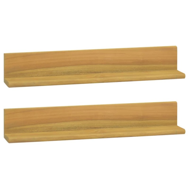 Mensole da Parete 2 pz 60x10x10 cm in Legno Massello di Teak Mensole da Parete 2 pz 60x10x10 cm in Legno Massello di Teak