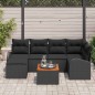 vidaXL Set di Divano da Giardino 7 pcs Nero Grande Rattan, legno vidaXL Set di Divano da Giardino 7 pcs Nero Grande Rattan, legno